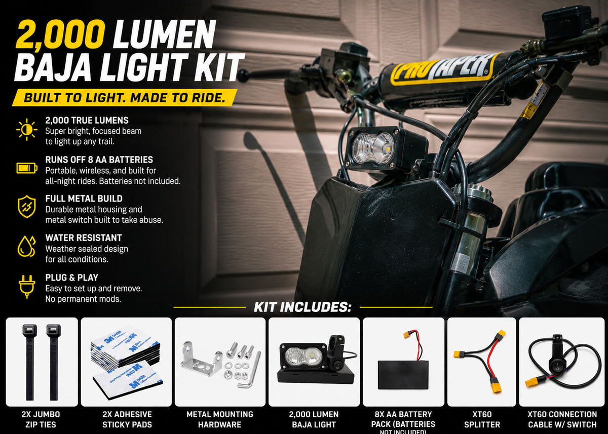 Battery-Powered Baja Light – Fits All E-Bikes & E-Motos